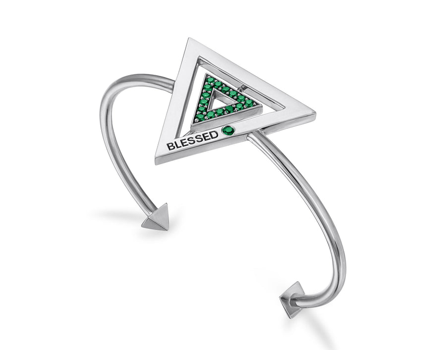 Abundantly Blessed Emerald and Sterling Silver Cuff Bracelet